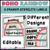 Editable 3 Drawer Sterilite Labels - Boho Rainbow Classroom Decor