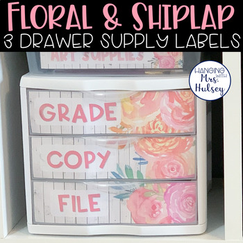Preview of Floral Farmhouse 3 Drawer Labels - Supply Labels