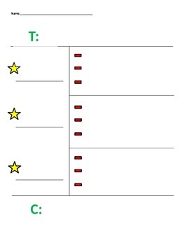 Step Up To Writing T Chart