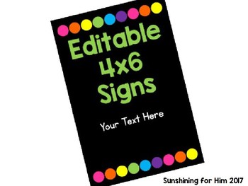Preview of Editable 4x6 Signs