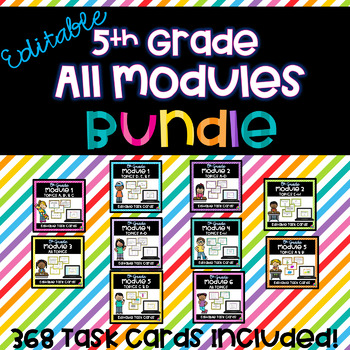 Preview of Editable 5th Grade Math Modules Task Card Bundle