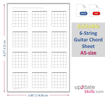 Preview of Editable 6-String Guitar Chord Sheet - A5 size