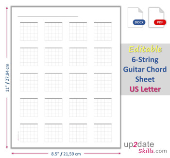 Preview of Editable 6-String Guitar Chord Sheet US Letter size pages