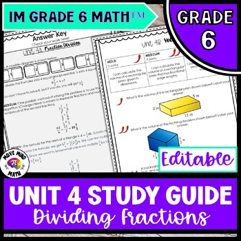 Preview of Editable 6th Grade Math Unit 4 Study Guide | BTC Style | IM Grade 6 Math™