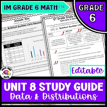 Preview of Editable 6th Grade Math Unit 8 Study Guide | BTC Style | IM Grade 6 Math™