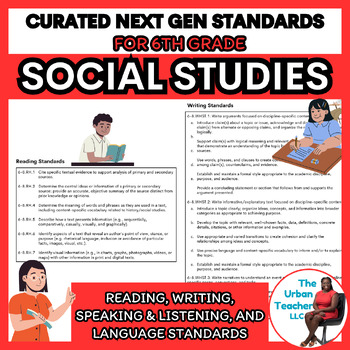 Preview of Editable 6th Grade Social Studies Standards: Tailored Next Generation Guide