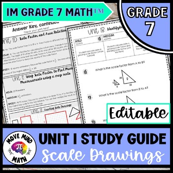 Preview of Editable 7th Grade Math Unit 1 Study Guide | BTC Style | IM Grade 7 Math™