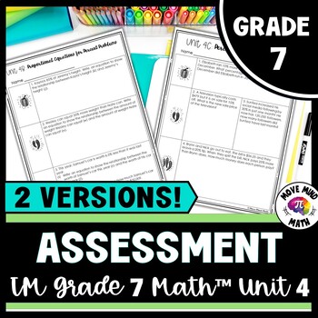 Editable 7th Grade Illustrative Math Unit 4 Assessment | BTC Style ...