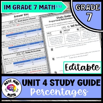 Preview of Editable 7th Grade Math Unit 4 Study Guide | BTC Style | IM Grade 7 Math™