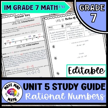Preview of Editable 7th Grade Math Unit 5 Study Guide | BTC Style | IM Grade 7 Math™