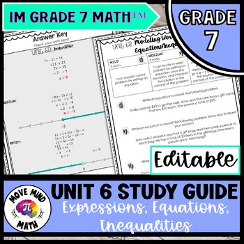 Preview of Editable 7th Grade Math Unit 6 Study Guide | BTC Style | IM Grade 7 Math™