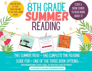 Preview of 8th Grade Summer Reading poster(Editable and fillable resource)