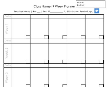 Preview of Editable 9 Week Planner