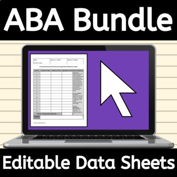 ABA Data Sheets EDITABLE Bundle for Behavior Therapy, BCBA Supervision, IOA