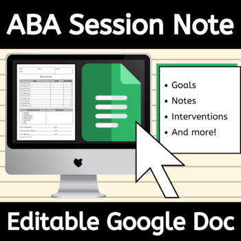 Preview of Editable ABA Therapy Session Note Google Doc™ for Applied Behavior Analysis