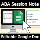 Editable ABA Therapy Session Note Google Doc™ for Applied 
