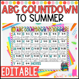 Editable ABC Countdown to Summer Activity Calendar plus Writing Pages