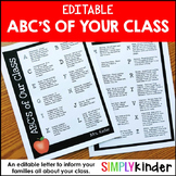 Editable ABC's of Your Class, Meet the Teacher, Back to School