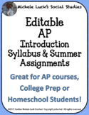 Editable AP Course Introduction & Summer Assignments Packet