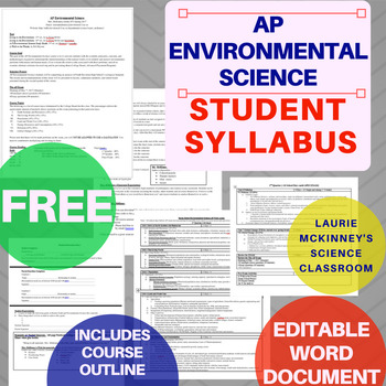 Preview of Editable AP Environmental Science Syllabus & Course Pacing Outline - FREE