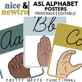 Editable ASL Alphabet Posters in Boho Retro Decor Theme