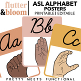 Editable ASL Alphabet Posters in Groovy Retro Decor Theme