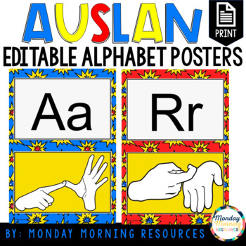 Preview of Auslan Alphabet Posters  Australian Sign Language Superhero Theme