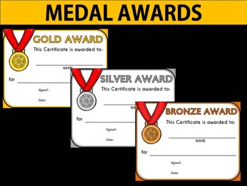 Preview of Editable AWARDS : Gold Medal, Silver, Bronze, Medals