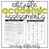 Editable Academic Assessments and Data Sheets