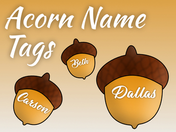 Preview of Editable Acorn Name Tags