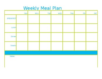 Create a Weekly Meal Plan Worksheet (Editable and fillable Activity)