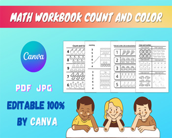 Preview of Editable Activity Math Workbook Count and Color