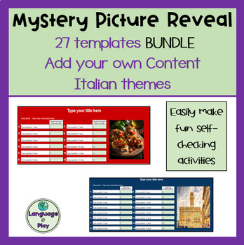 Preview of Editable Add Your Own Content 27 Mystery Picture Reveal Templates Bundle - Italy