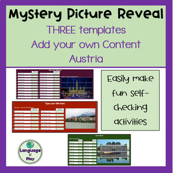 Preview of Editable Add Your Own Content 3 Digital Mystery Picture Templates - Austria