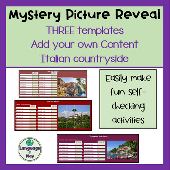 Preview of Editable Add Your Own Content 3 Digital Mystery Picture Templates - Italy