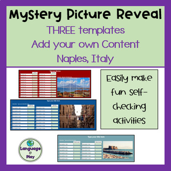 Preview of Editable Add Your Own Content 3 Digital Mystery Picture Templates - Naples