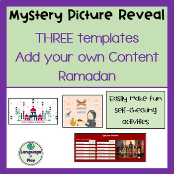 Preview of Editable Add Your Own Content 3 Digital Mystery Picture Templates - Ramadan
