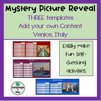 Preview of Editable Add Your Own Content 3 Digital Mystery Picture Templates - Venice