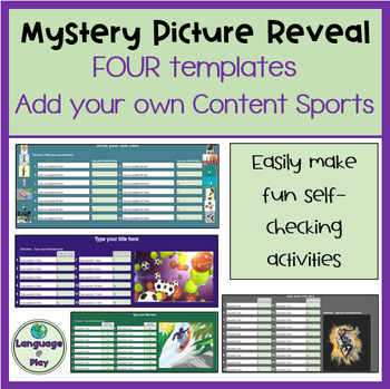 Preview of Editable Add Your Own Content 4 Mystery Picture Templates - Sports