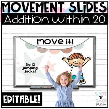Preview of Editable Addition within 20 Movement Slides Activity