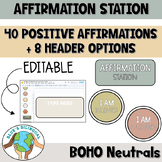 Editable Affirmation Station | BOHO Neutral Theme | SEL | 