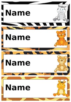 Safari Desk Name Tags/Labels by Teaching Poppets Resources | TpT