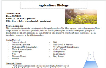 Preview of Editable - Agriculture Biology Syllabus