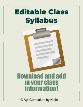 Preview of Editable Agriculture Syllabus