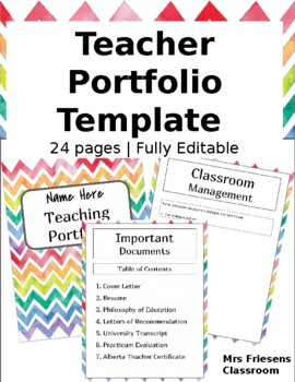 Editable Alberta Teaching Portfolio Template by Mrs Friesens Classroom