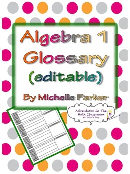 Preview of Algebra 1 Glossary Editable (Student Centered)