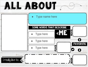 Editable All About Me Student Powerpoint Slide