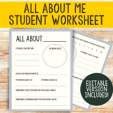 All About Me Worksheet PDF + Editable PPT