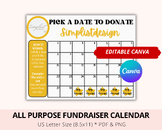 Editable All Purpose Pick a Date to Donate, Fundraiser Cal