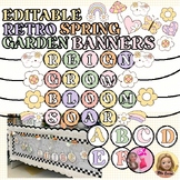 Editable Alphabet Banners- Retro Spring Garden Decor